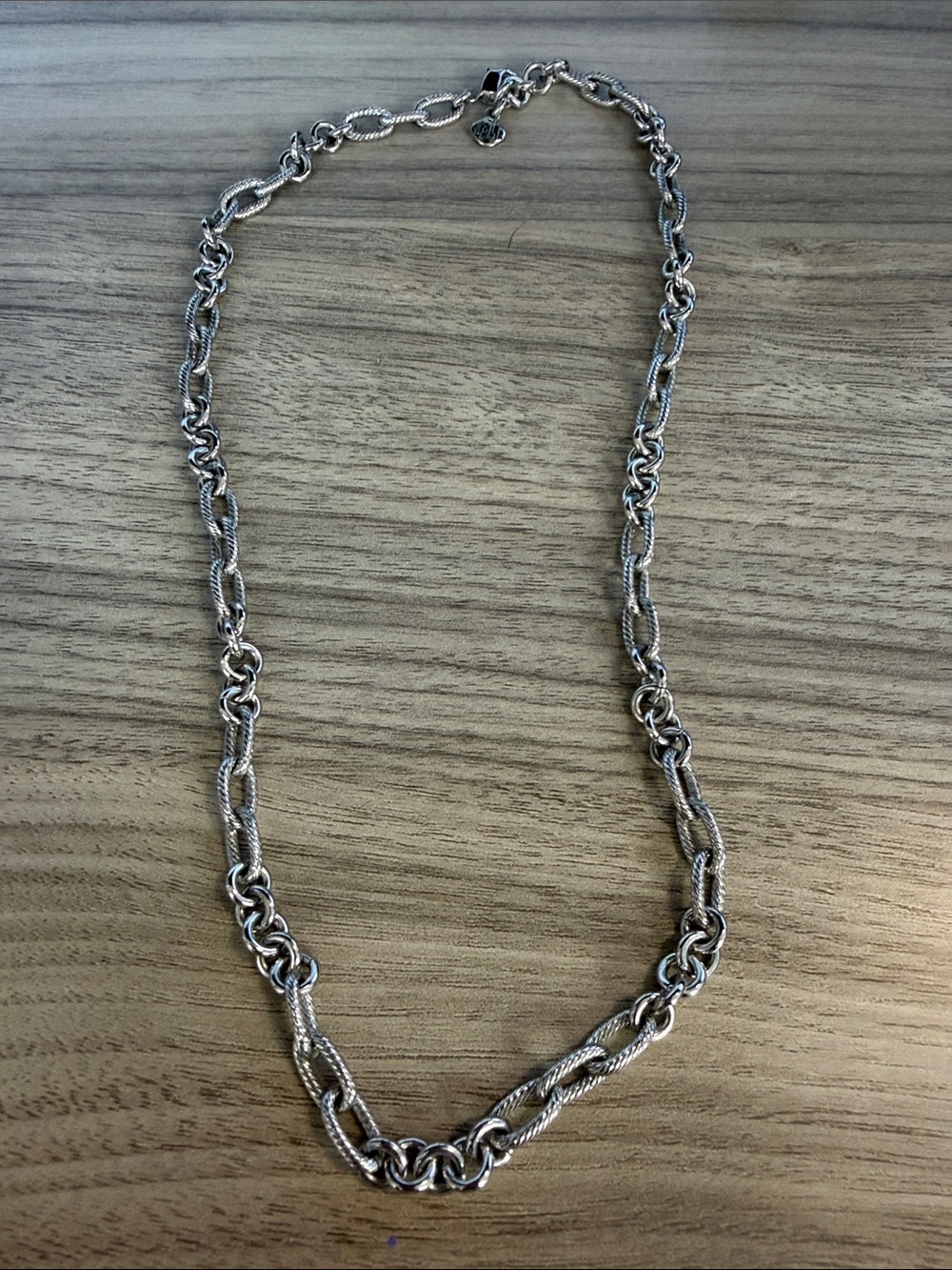 Textured Silver-Tone Link Necklace - Women's Fashion Jewelry